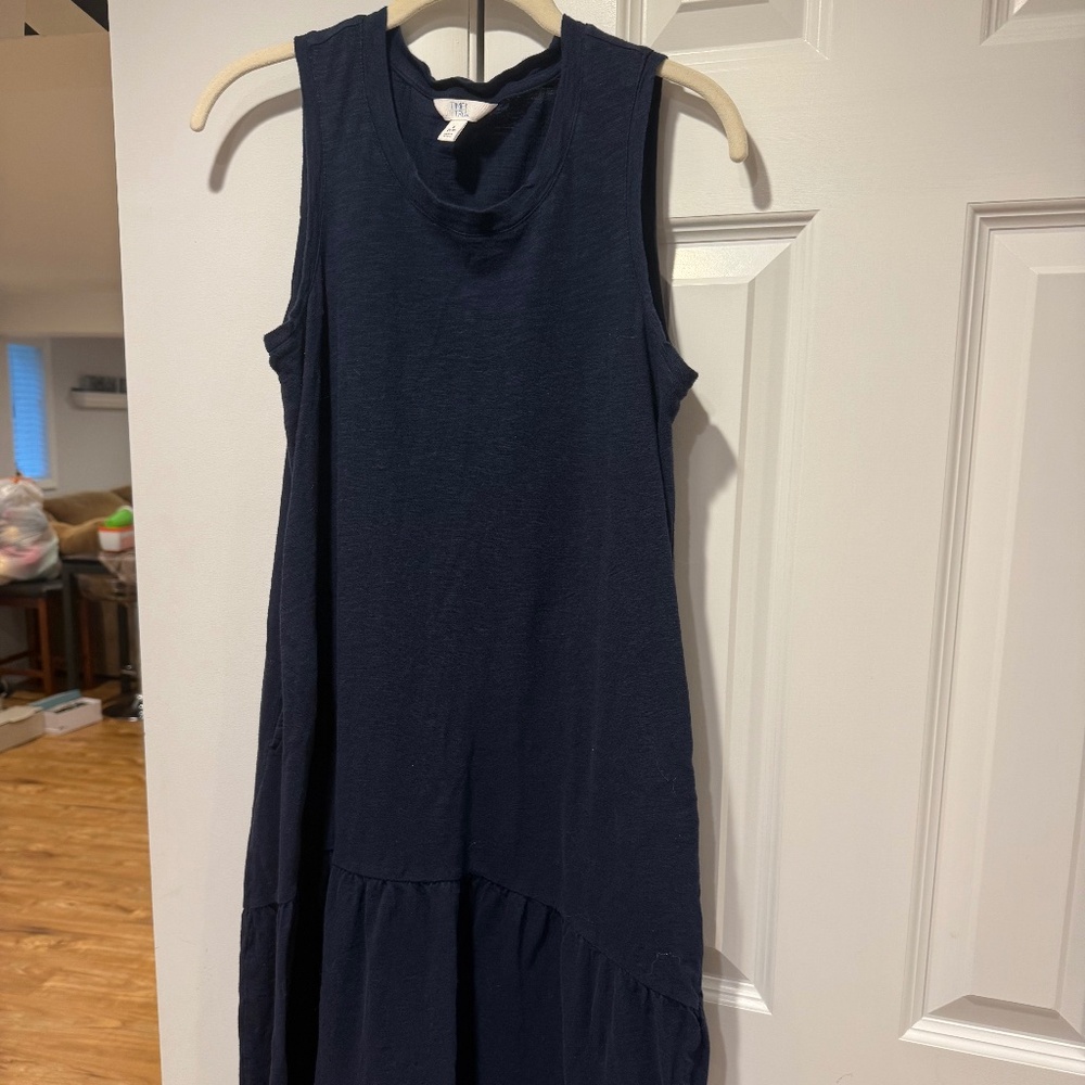 Navy cotton tiered dress